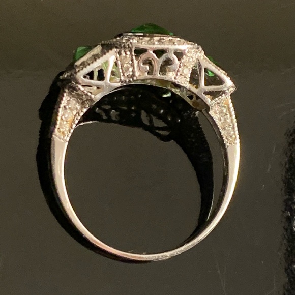 Helenite & Diamond 10k White Gold Ring - Picture 8 of 15